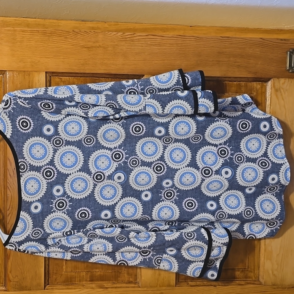 Est. 1846 Blue Geometric 3/4 Sleeve Tunic L - Picture 2 of 5
